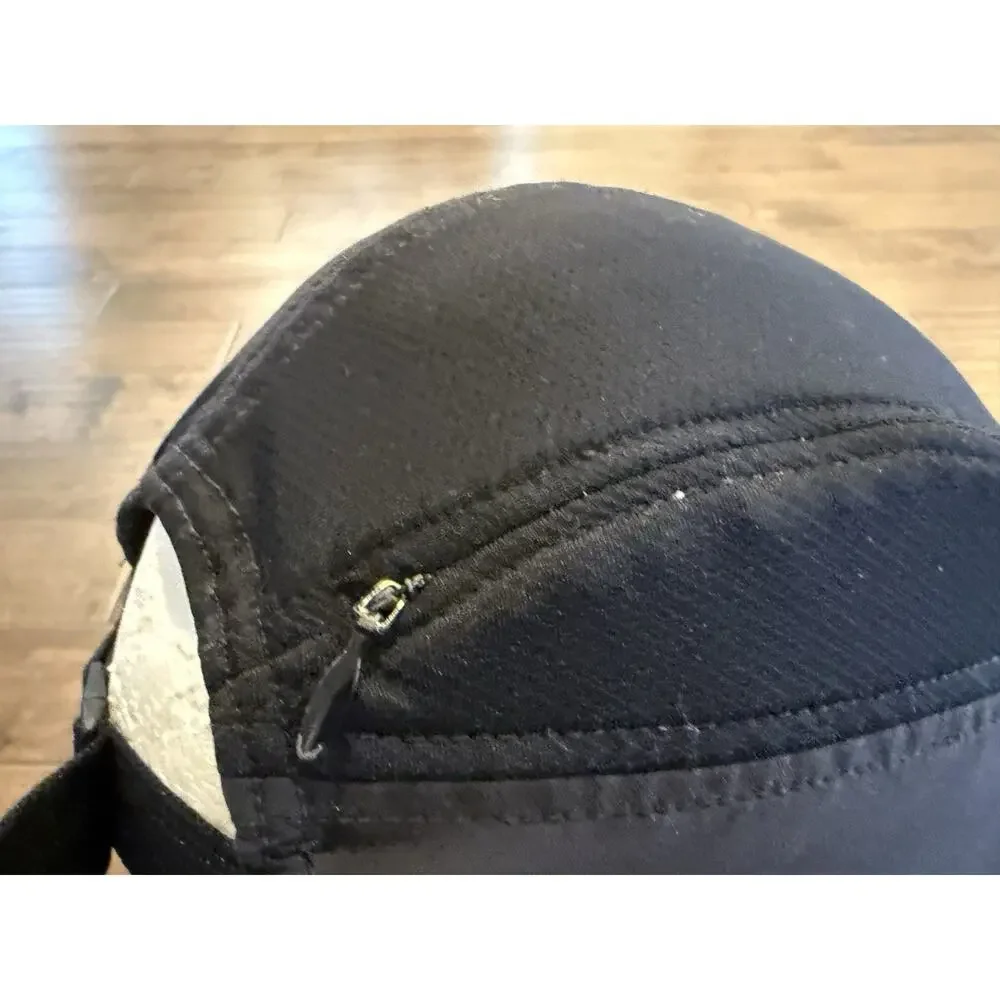 Nike AW84 Dri-Fit 5 Panel Black Mesh Reflective Pocket Zip Adjustable Hat Cap